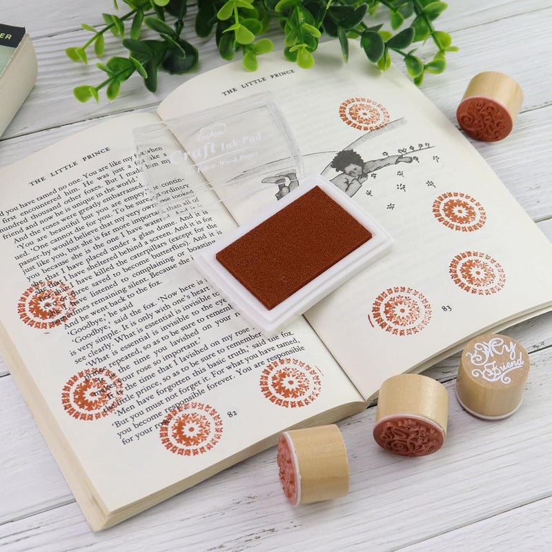 Lsushine Craft Ink Pad for Rubber Stamps, Paper, Wooden, Fabric, Scrapbooking, Non-Toxic Finger Ink Pads for Kids (Brown) - Image 3